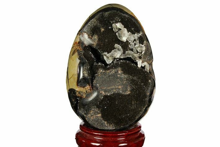 Septarian Dragon Egg Geode - Black Crystals #157872